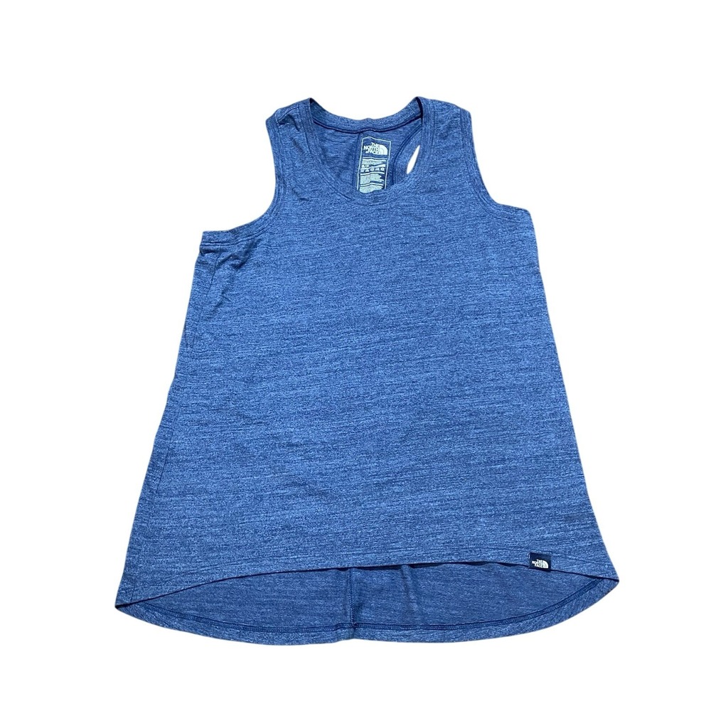 North Face Racer back Tank Top Shirt Heather Blue Small Women's Running Tennis